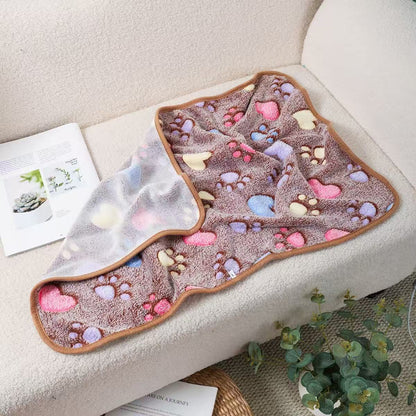 Blankora Snuggle Square mini fleece pet mat in Brown Rainbow Paws, 8 x 8 in
