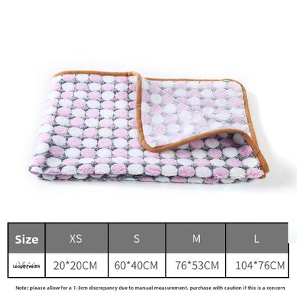Blankora Snuggle Square mini fleece pet mat in Pink Polka Dot, 8 x 8 in