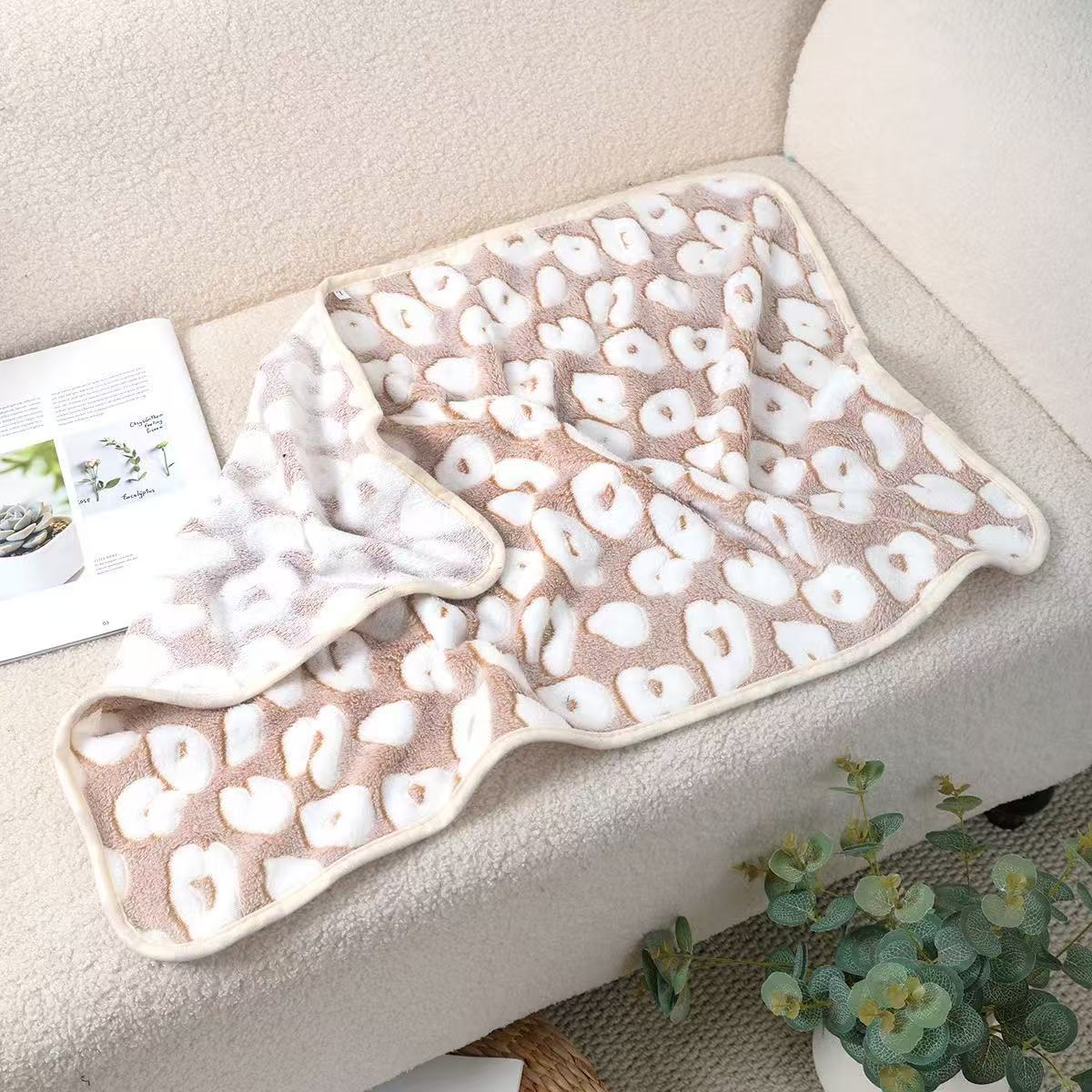 Blankora Snuggle Square mini fleece pet mat in Brown Spot Print, 8 x 8 in