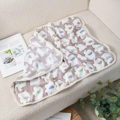 Blankora Snuggle Square mini fleece pet mat in Brown Elephants, 8 x 8 in