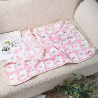 Blankora Snuggle Square mini fleece pet mat in Pink Elephants, 8 x 8 in