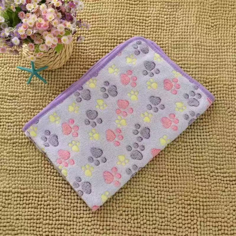 Blankora Snuggle Square mini fleece pet mat in Purple Paws, 8 x 8 in