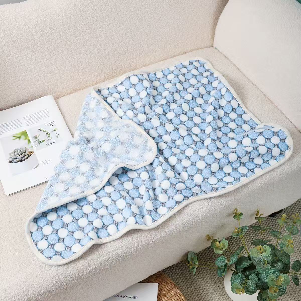 Blankora Snuggle Square mini fleece pet mat in Blue Polka Dot, 8 x 8 in