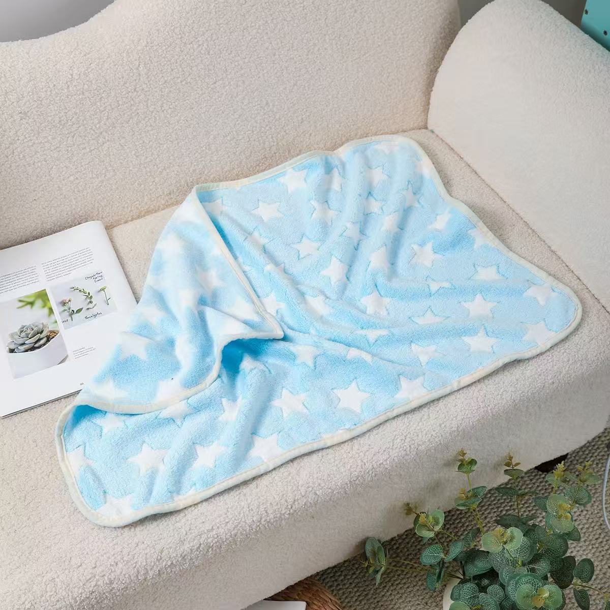 Blankora Snuggle Square mini fleece pet mat in Blue Stars, 8 x 8 in