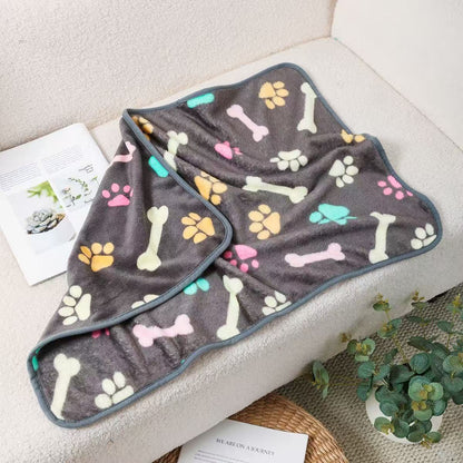 Blankora Snuggle Square mini fleece pet mat in Gray Bones & Paws, 8 x 8 in