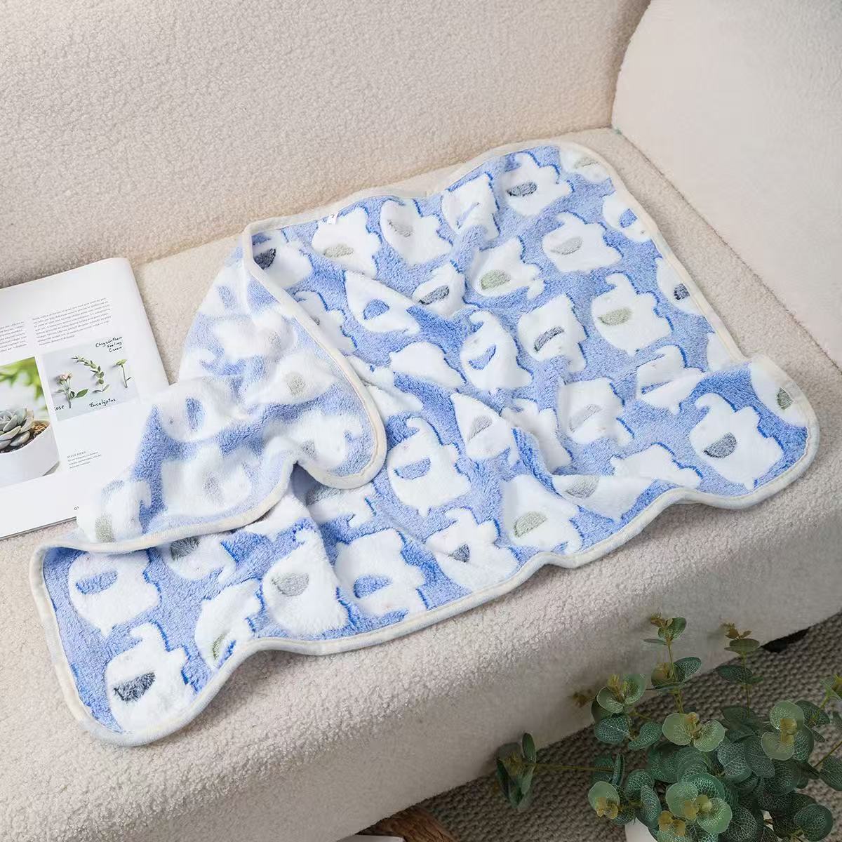 Blankora Snuggle Square mini fleece pet mat in Blue Elephants, 8 x 8 in