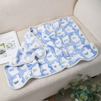 Blankora Snuggle Square mini fleece pet mat in Blue Elephants, 8 x 8 in