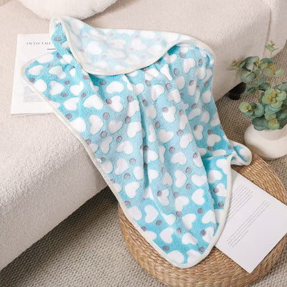 Blankora Snuggle Square mini fleece pet mat in Blue Hearts, 8 x 8 in