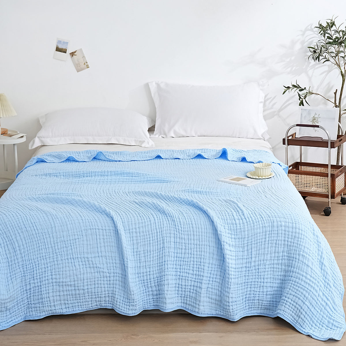 Blankora Cloud Gauze 6-layer cotton blanket in Sky Blue, King size