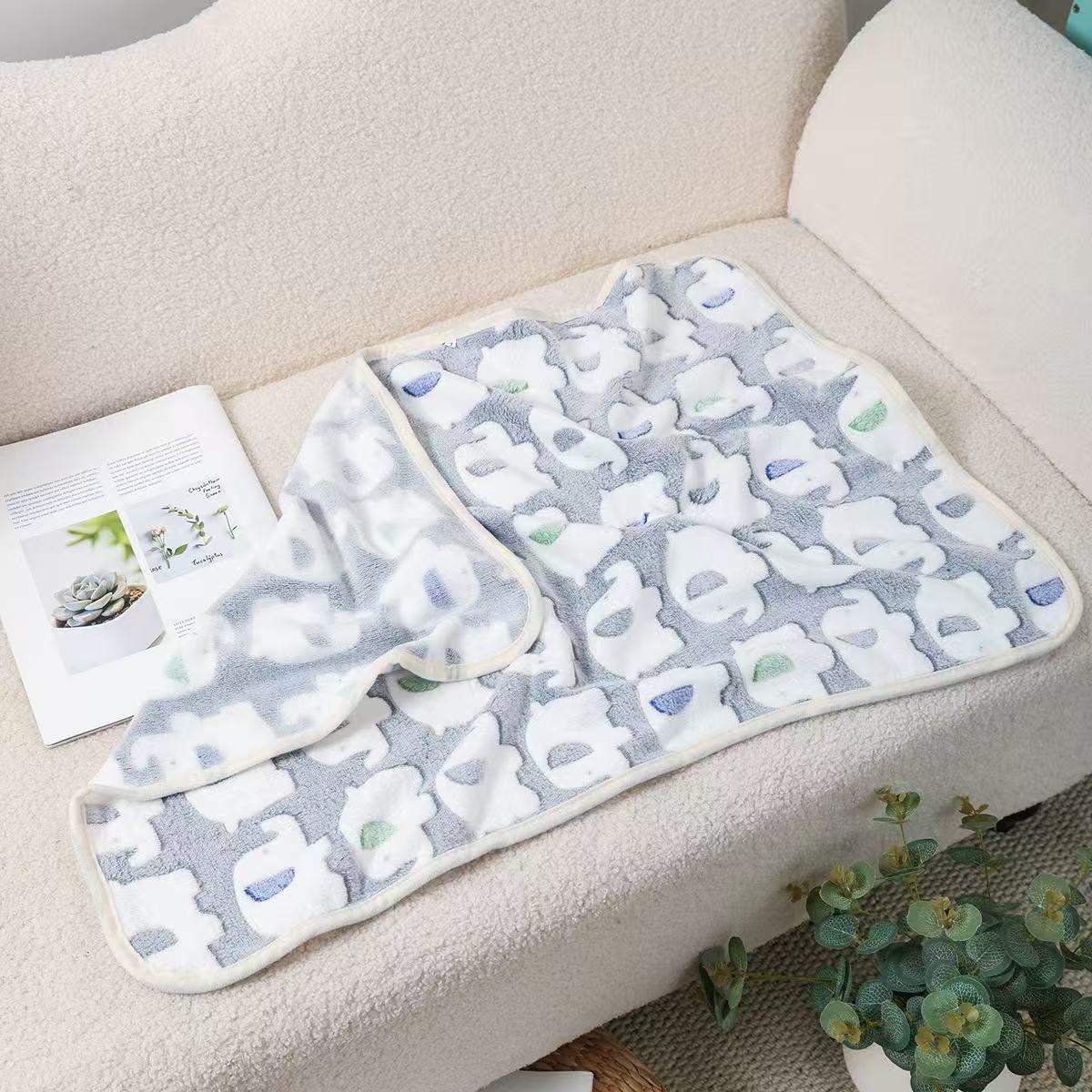 Blankora Snuggle Square mini fleece pet mat in Gray Elephants, 8 x 8 in