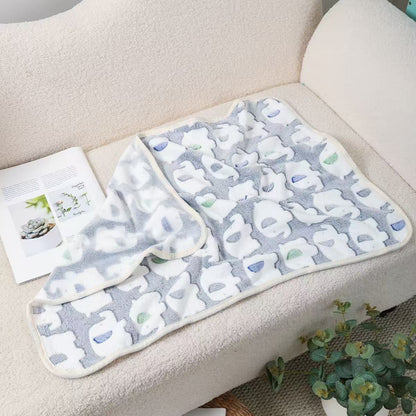 Blankora Snuggle Square mini fleece pet mat in Gray Elephants, 8 x 8 in