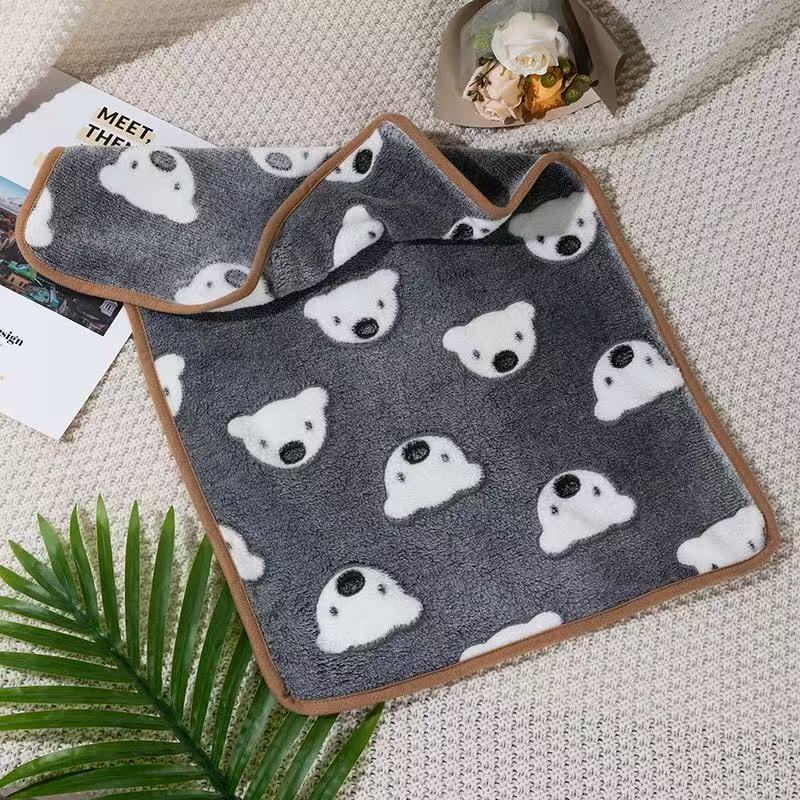 Blankora Snuggle Square mini fleece pet mat in Gray Bear Faces, 8 x 8 in