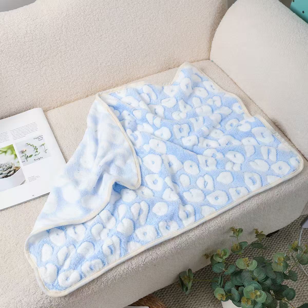 Blankora Snuggle Square mini fleece pet mat in Blue Spot Print, 8 x 8 in