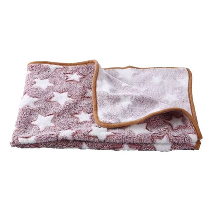 Folded Blankora Snuggle Square fleece pet mat in Dusty Red Stars showing the plush texture and bound edge